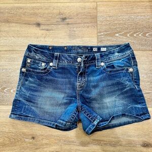 Miss Me Dark Blue Jean Shorts